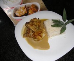 Frango Satay com arroz de jasmim