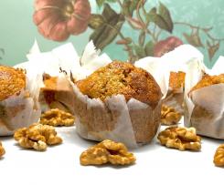 Muffins integrais de abóbora, noz e côco