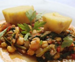 Guisado de Grão e Grelos com Batata Doce