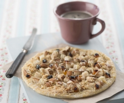 Piza de pera e frutos secos