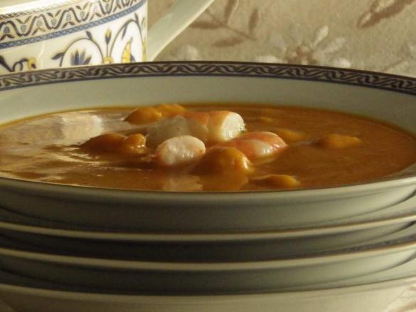 Creme de abóbora com camarão