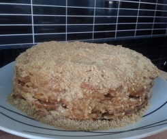 Bolo de Bolacha com Creme Moka