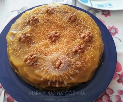 Bolo delícia de noz com cobertura de ovo moles pobres