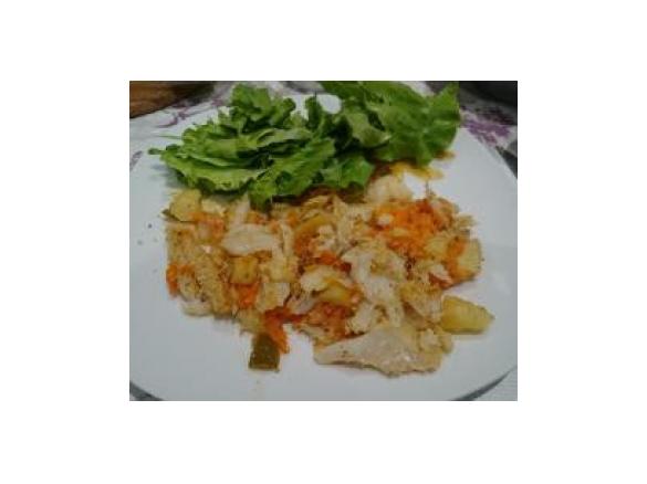Bacalhau com broa e cenoura