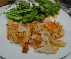 Bacalhau com broa e cenoura