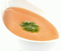 Sopa de Feijão Branco e Tomate com pesto de Rúcula 