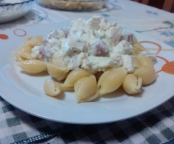  Conchas Al Dente com frango com molho de natas e courgette