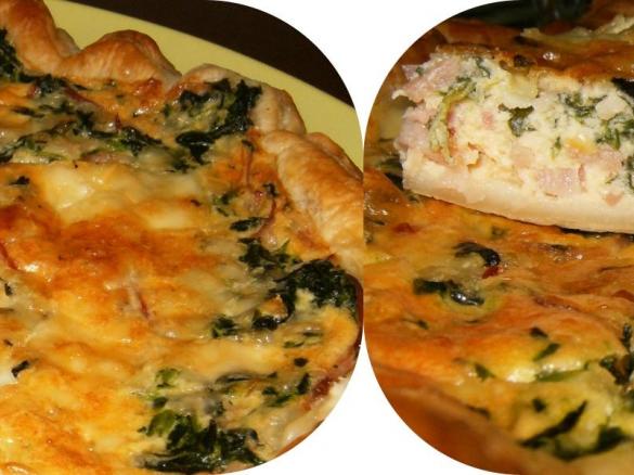 Quiche de espinafres e fiambre