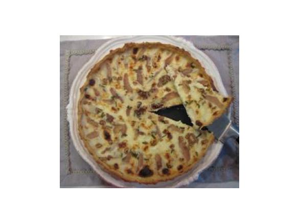 Tarte de queijo azul, pêra e nozes