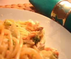 spaghettini com salmão