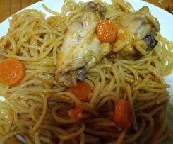 Massa de Asinhas de frango com tomate e cenoura