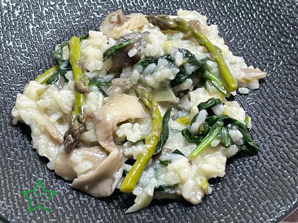 Risotto de Cogumelos, Espargos e Espinafres