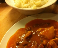 Baked beans com frango e cerveja