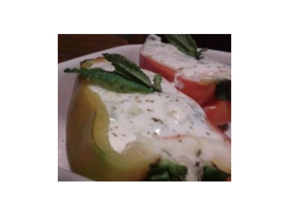 Pimentos Frescos recheados com iogurte