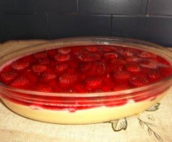 Creme de Côco com Gelatina e Morangos Frescos