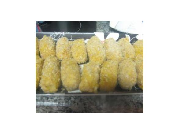 croquetes de sobras de frango e paio
