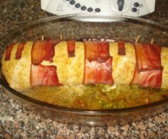 Rolo de carne recheado com queijo e fiambre