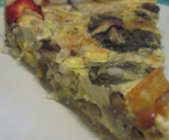 Quiche rápida com manjericão, aneto e tomilho