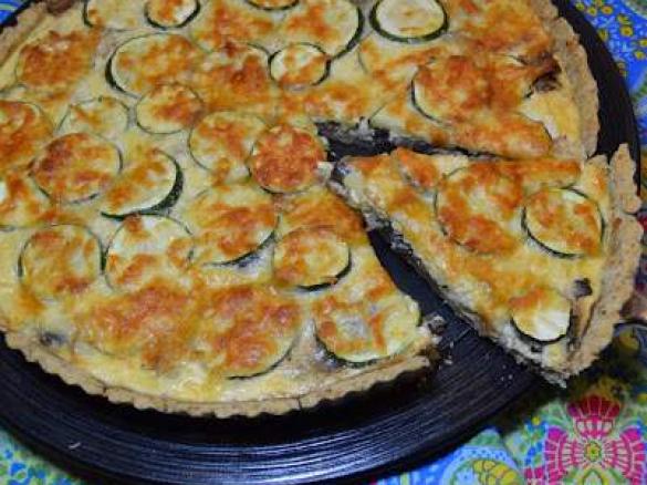 Quiche de cogumelos, bacon e curgete
