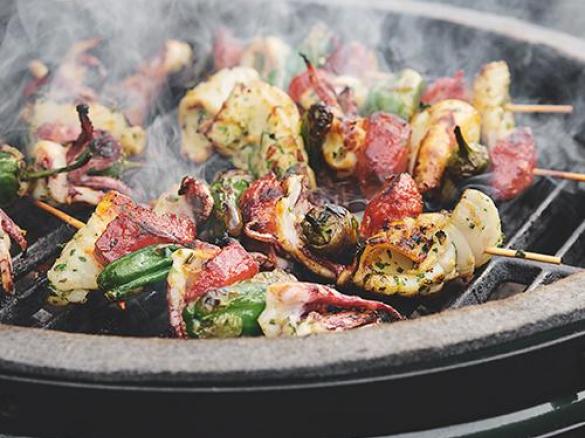 Espetadas de Lulas e Chouriço do Tom Kerridge