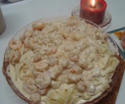 Tagliatelle ao molho Mascarpone e Limão com Camarões 