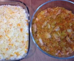 Tiras de frango aromático com arroz de cenoura (2 em 1)