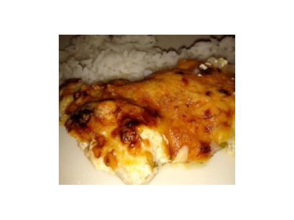 Pescada gratinada com iogurte