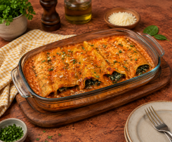 Canelones com espinafres e requeijão