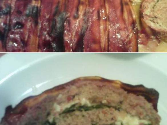 Rolo de carne recheado com espinafres e Mozzarella Fresco