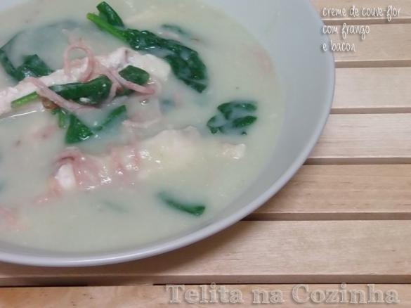 creme de couve-flor com frango e bacon