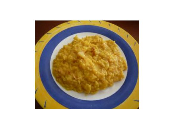 Risotto de salsichas frescas e pêra rocha