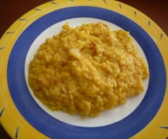 Risotto de salsichas frescas e pêra rocha