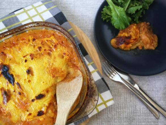 Empadão de carne com puré de abóbora