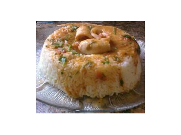 Caril de Lulas com arroz a vapor