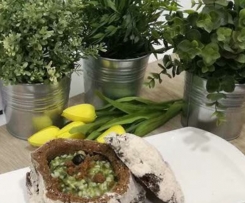 Risotto de bacalhau com grelos e broa de avintes