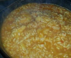Risotto de pescada e camarao