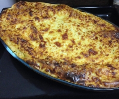 Lasanha de frango e espinafres.