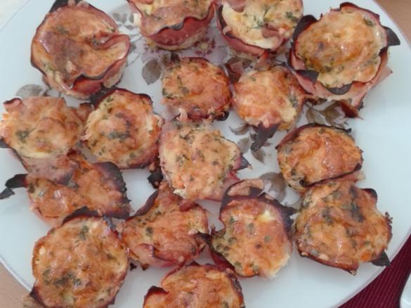 Miniquiches com base de Fiambre