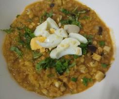 Dhal de lentilhas com beringela