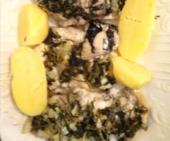 Peixe espada com ervas aromáticas