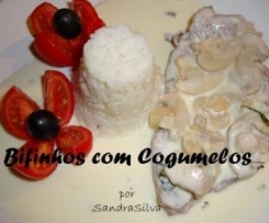 Bifinhos com Cogumelos e Arroz de Manteiga