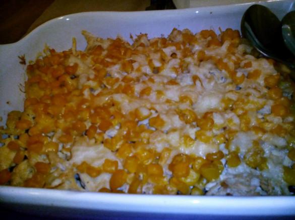 Frango de Alho e Limão em Cama de Palha c/ Milho Gratinado