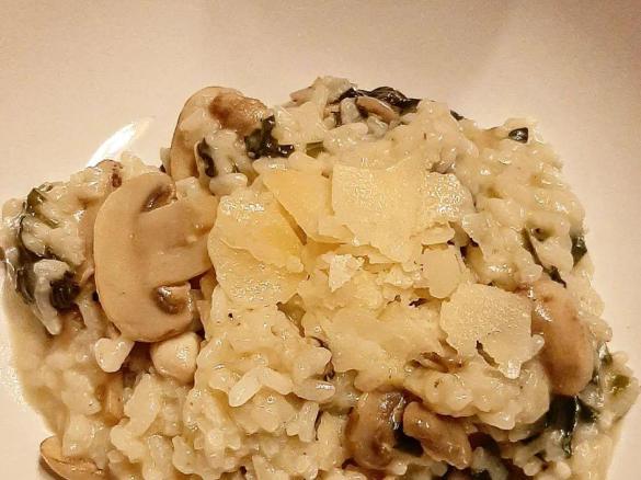 Risoto de cogumelos e espinafres da Lau