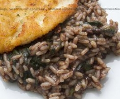 Bife de frango com arroz de morcela