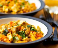 Estufadinho de lentilhas com legumes e tofu