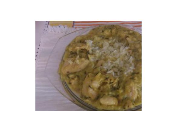 Caril de frango com pêssego