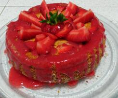 Bolo de côco com calda de morango - SEM AÇÚCAR