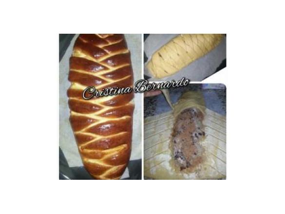 Trança recheada com nozes, maçã e passas