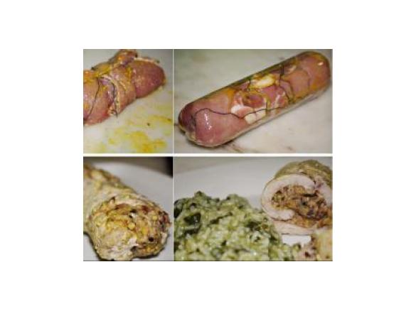 Bifinhos Enrolados Com Recheio de Pistáchio, Cogumelos e Azeitonas