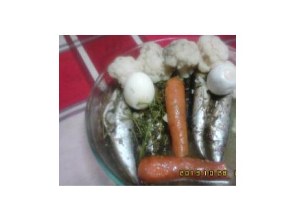 Cavalas com legumes a vapor